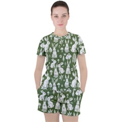 Easter Bunny Pattern Women s T-shirt And Shorts Set