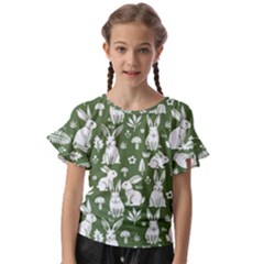 Easter Bunny Pattern Kids  Cut Out Flutter Sleeves