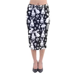Easter Bunny Pattern Velvet Midi Pencil Skirt by Valentinaart