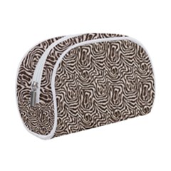 Brown Beige Snake Pattern Make Up Case (small) by DinkovaArt