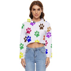Pawprints Paw Prints Paw Animal Women s Lightweight Cropped Hoodie by Anend