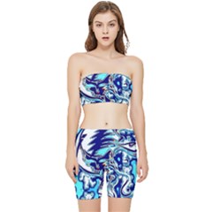 Trippy Dippy Bears Blue Dancing Greatful Dead Skull Steal Your Face Stretch Shorts And Tube Top Set