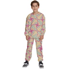 Abstract Pattern Design Scrapbooking Kids  Sweatshirt Set