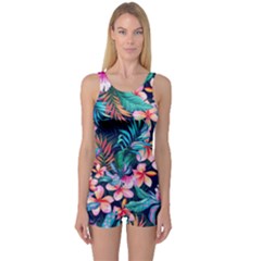 Hawaiian Flowers Hawaii One Piece Boyleg Swimsuit