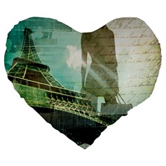 Modern Shopaholic Girl  Paris Eiffel Tower Art  19  Premium Heart Shape Cushion by chicelegantboutique