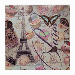 French Pastry Vintage Scripts Floral Scripts Butterfly Eiffel Tower Vintage Paris Fashion Glasses Cloth (medium) by chicelegantboutique