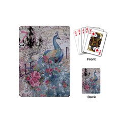 French Vintage Chandelier Blue Peacock Floral Paris Decor Playing Cards (mini) by chicelegantboutique
