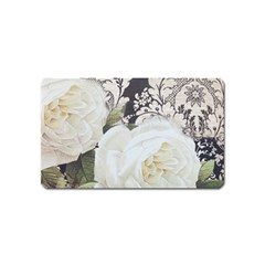 Elegant White Rose Vintage Damask Magnet (name Card) by chicelegantboutique