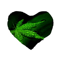 Leaf With Drops 16  Premium Heart Shape Cushion  by Siebenhuehner