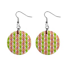 Allover Graphic Red Green Mini Button Earrings