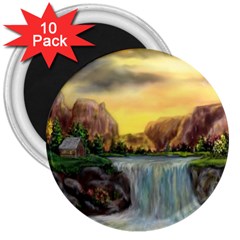 Brentons Waterfall - Ave Hurley - Artrave - 3  Button Magnet (10 Pack) by ArtRave2