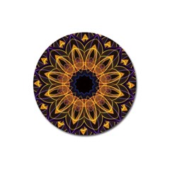 Yellow Purple Lotus Mandala Magnet 3  (round)