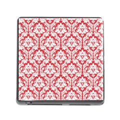 White On Red Damask Memory Card Reader With Storage (square) by Zandiepants