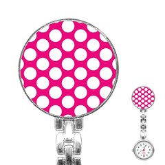 Pink Polkadot Stainless Steel Nurses Watch by Zandiepants