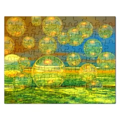Golden Days, Abstract Yellow Azure Tranquility Jigsaw Puzzle (rectangle) by DianeClancy