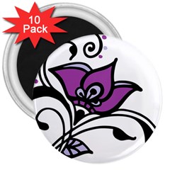 Awareness Flower 3  Button Magnet (10 Pack) by FunWithFibro