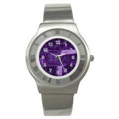Pretty Purple Patchwork Stainless Steel Watch (slim) by FunWithFibro
