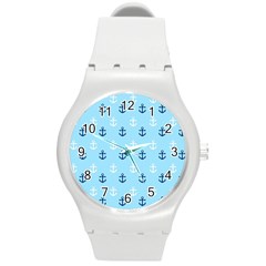 Anchors In Blue And White Plastic Sport Watch (medium)