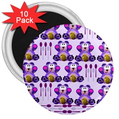 Fms Honey Bear With Spoons 3  Button Magnet (10 Pack) by FunWithFibro
