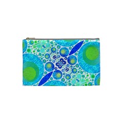 Turquoise Blue Abstract  Cosmetic Bag (small)