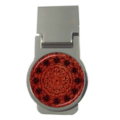 Grunge Style Geometric Mandala Money Clip (round) by dflcprints