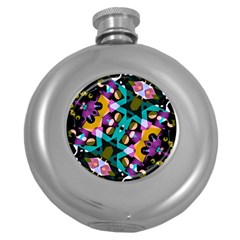 Digital Futuristic Geometric Pattern Hip Flask (round)