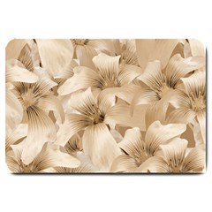 Elegant Floral Pattern In Light Beige Tones Large Door Mat by dflcprints