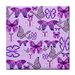 Purple Awareness Butterflies Ceramic Tile by FunWithFibro