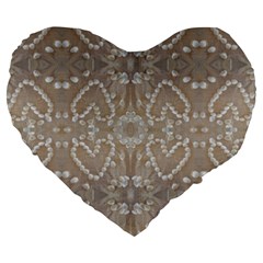 Love Hearts Beach Seashells Shells Sand  Large 19  Premium Flano Heart Shape Cushion by yoursparklingshop