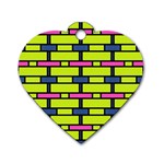 Pink,green,blue rectangles pattern Dog Tag Heart (One Side) Front