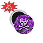 Purple Girly Skull 1.75  Button Magnet (100 pack) Front