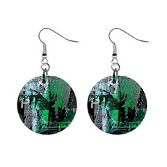 Green Urban Graffiti Mini Button Earrings