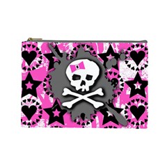 Pink Bow Skull Cosmetic Bag (large) by ArtistRoseanneJones