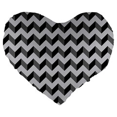 Modern Retro Chevron Patchwork Pattern  Large 19  Premium Flano Heart Shape Cushions by GardenOfOphir