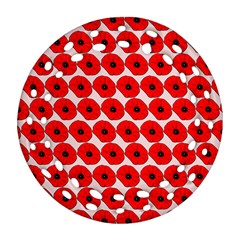 Red Peony Flower Pattern Round Filigree Ornament (2side) by GardenOfOphir