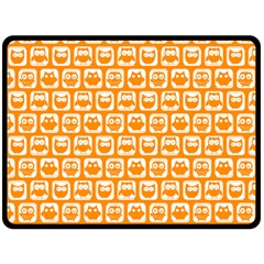 Yellow And White Owl Pattern Double Sided Fleece Blanket (large)  by GardenOfOphir