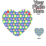 Colorful Whimsical Owl Pattern Playing Cards 54 (Heart)  Front - HeartK