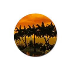Sunset Over The Beach Magnet 3  (round)