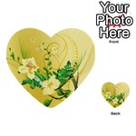 Wonderful Soft Yellow Flowers With Leaves Multi-purpose Cards (Heart)  Back 19