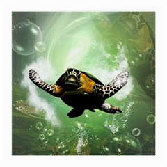 Wonderful Sea Turtle With Bubbles Medium Glasses Cloth by FantasyWorld7