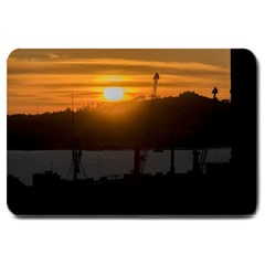 Aerial View Sunset Scene Of Montevideo Uruguay Large Doormat  by dflcprints