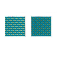 Blue Yellow Shapes Pattern 			cufflinks (square) by LalyLauraFLM