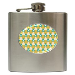White Blue Triangles Pattern 			hip Flask (6 Oz)