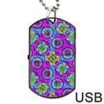 Collage Ornate Geometric Pattern Dog Tag USB Flash (Two Sides)  Front