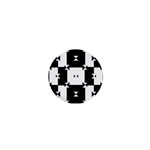 Black And White Check Pattern 1  Mini Buttons Front