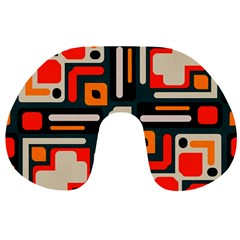 Shapes In Retro Colors Texture                   Travel Neck Pillow by LalyLauraFLM