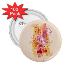 Paris With Watercolor 2 25  Buttons (100 Pack) 