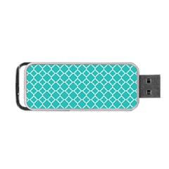 Turquoise Quatrefoil Pattern Portable Usb Flash (one Side) by Zandiepants