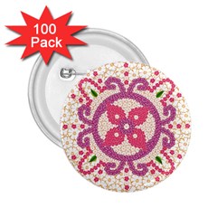 Hindu Flower Ornament Background 2 25  Buttons (100 Pack)  by TastefulDesigns