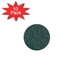 Whimsical Feather Pattern, Forest Green 1  Mini Button (10 Pack)  by Zandiepants